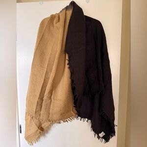 Wilfred Tan and Black Two-Toned Scarf with Fringe